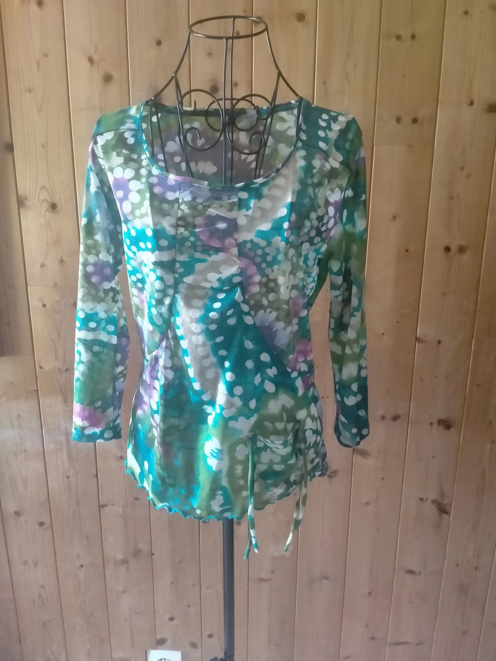 Haut Perspectives imprimé vert/violet manches longues T.S